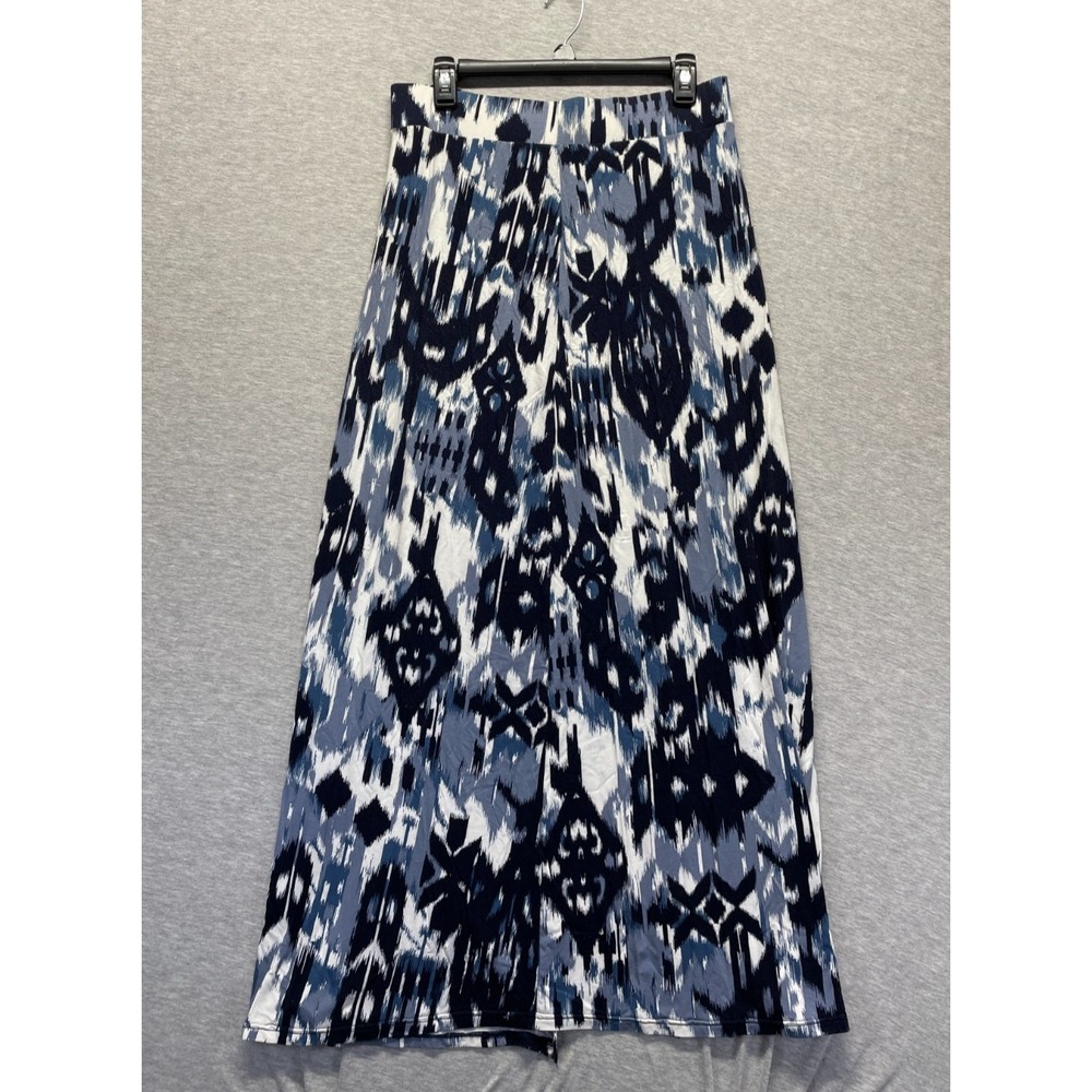 Womens Maxi Skirt M Multi Abstract Print Viscose Casual Summer Central Slit Back